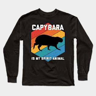 Capybara Retro Vintage Wild Forest Rodent Animal Capybara Long Sleeve T-Shirt